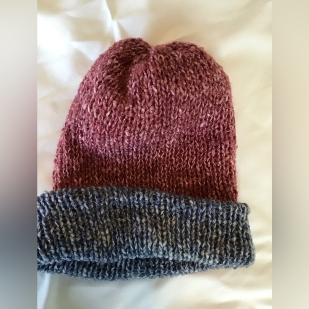 Elegant Knit Reversible Beanie in Blue, Cream, Tan, Pink, and Dark Cranberry